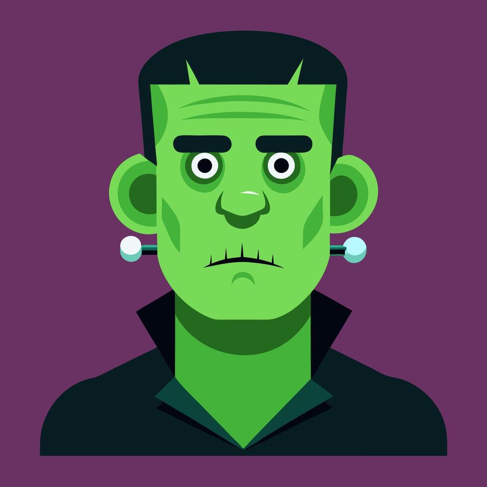 Frankenstein Monster Icon in Flat Style for Halloween vector