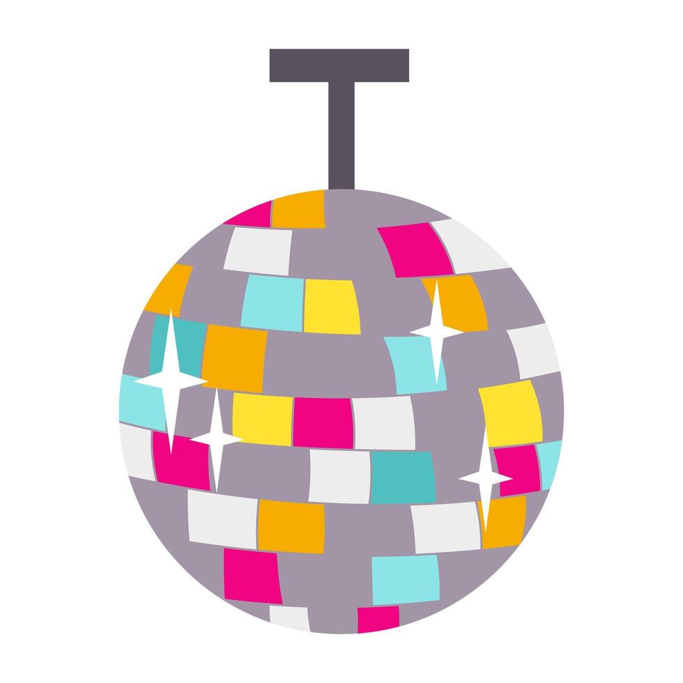 Disco ball in cartoon flat style isolated on white background. vector