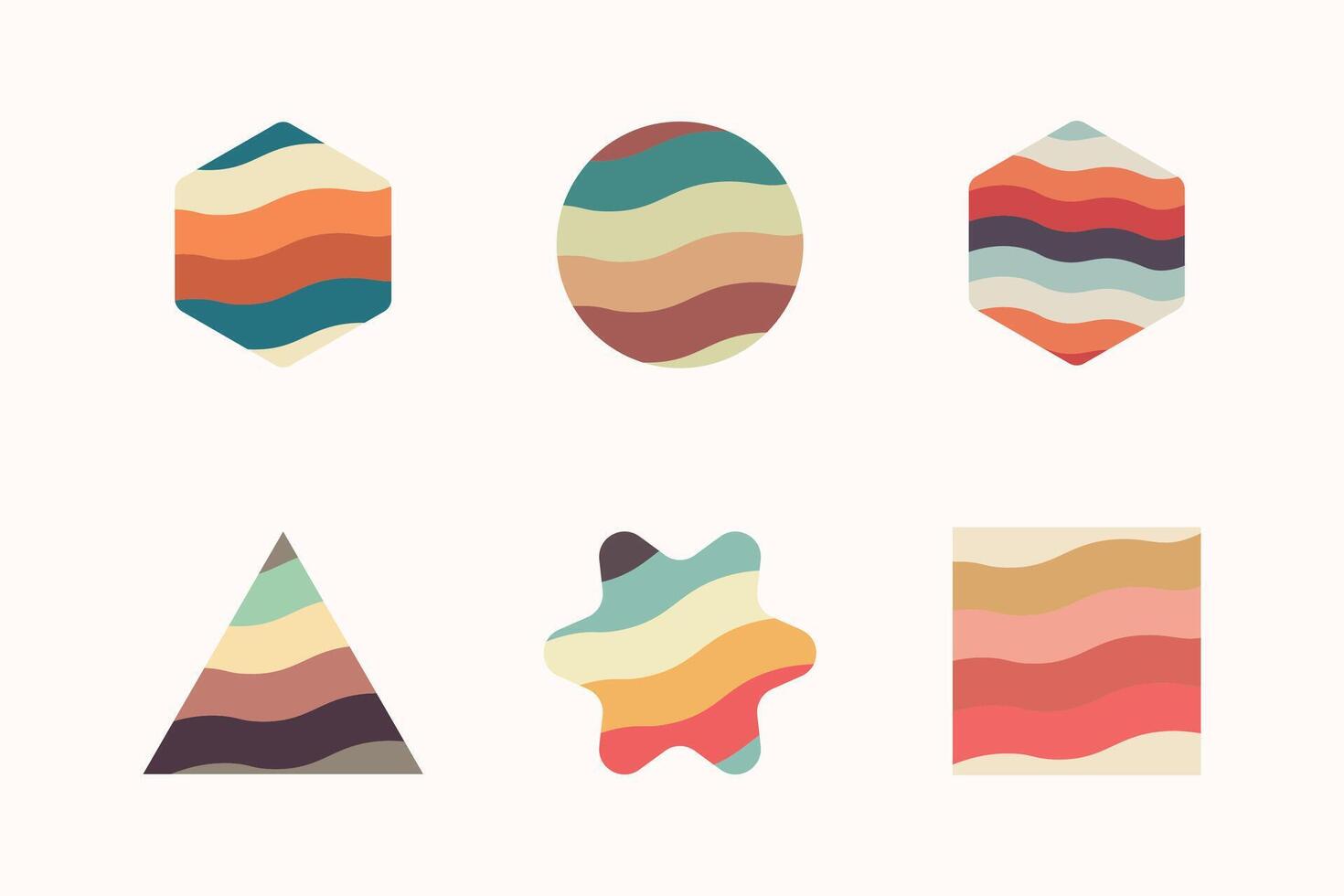 Vintage Geometric shapes square, circle, triangle, rectangle, hexagon, star symbol icon design vector