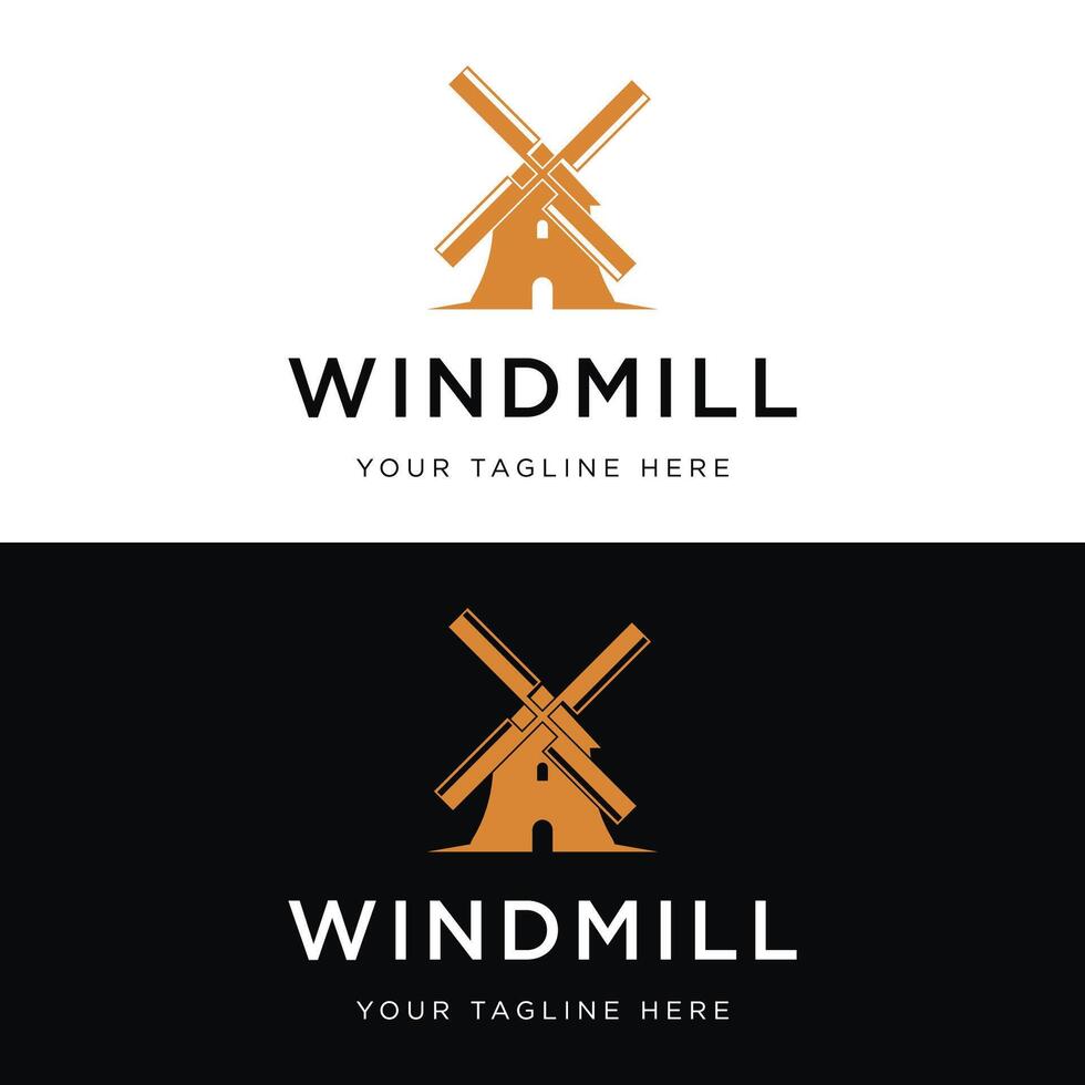 Premium quality retro vintage windmill logo template design for business, label, agriculture. vector