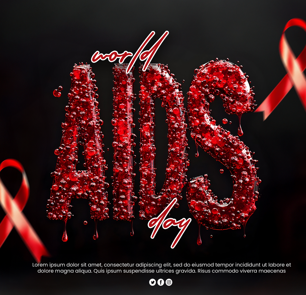 World AIDS Day HIV social media template with Aids day editable text design Aids day awareness psd