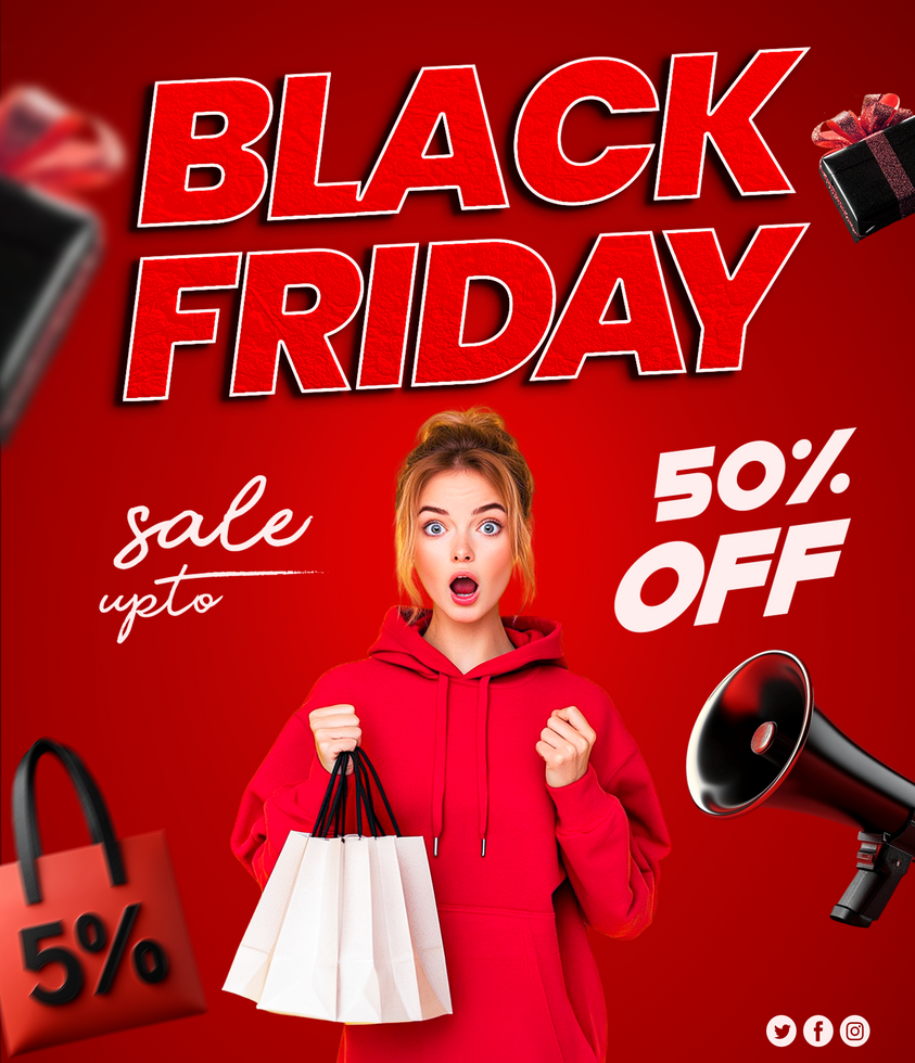 Black Friday discount sale offer flyer design for social media post Black Friday discount sale psd