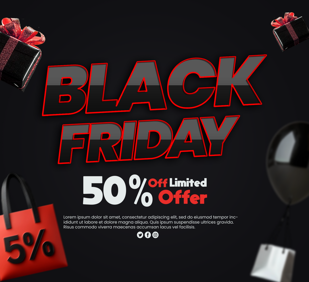black Friday discount sale post with editable Black Friday sale text Black Friday super sale psd
