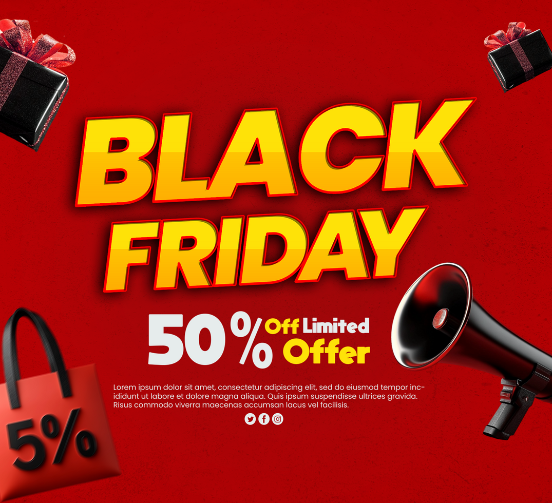 Black Friday special sale background with megaphone and Black Friday sale text psd
