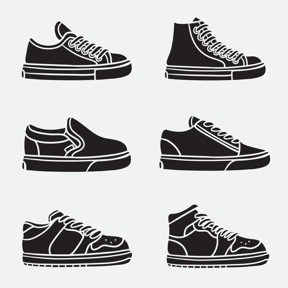 set of sneaker good for icons, symbol, silhouette design, etc vector