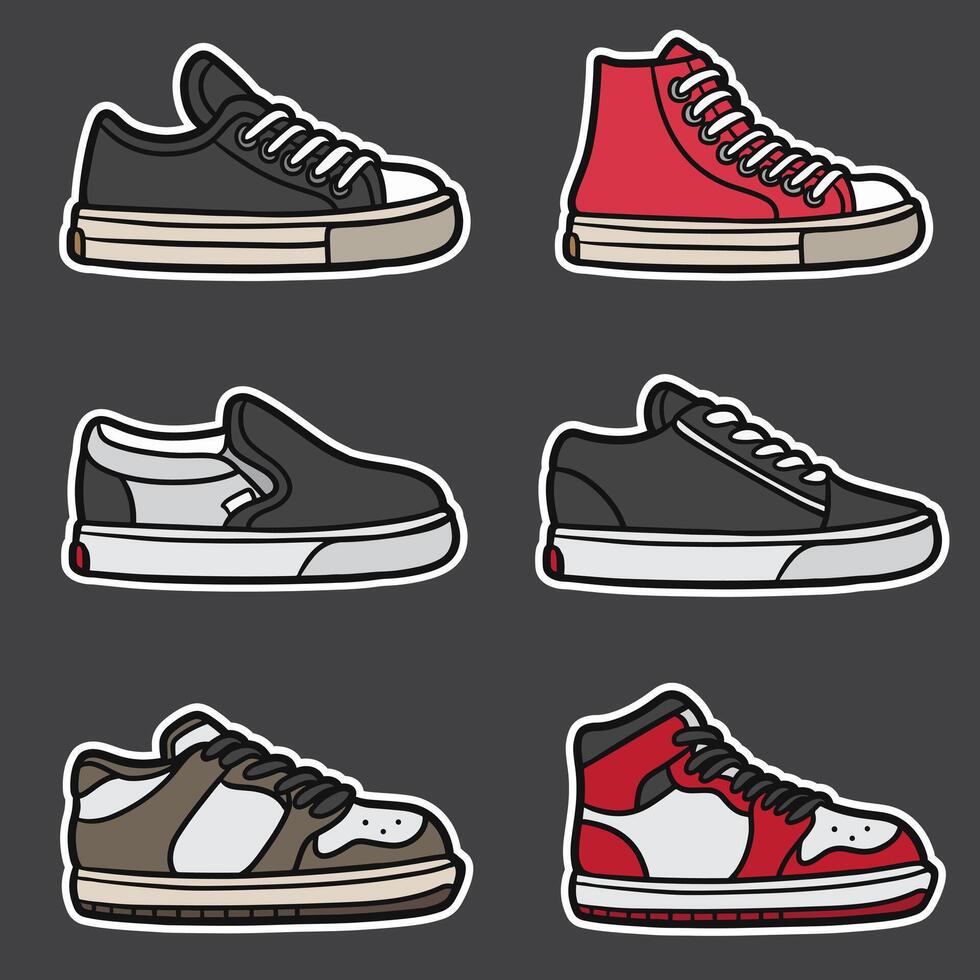 set of sneakers good for sticker, element design, badge, icons, etc vector