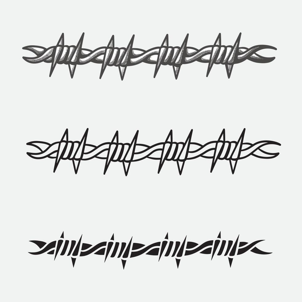 set of barbed wire good for symbol, tattoo, element design, silhouette design, etc vector