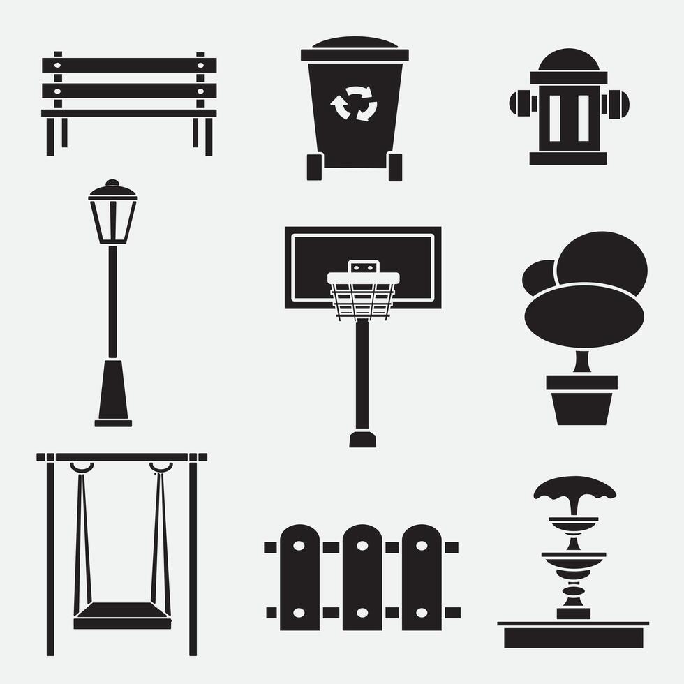 set of city park good for icons, element design, symbol, silhouette design, etc vector