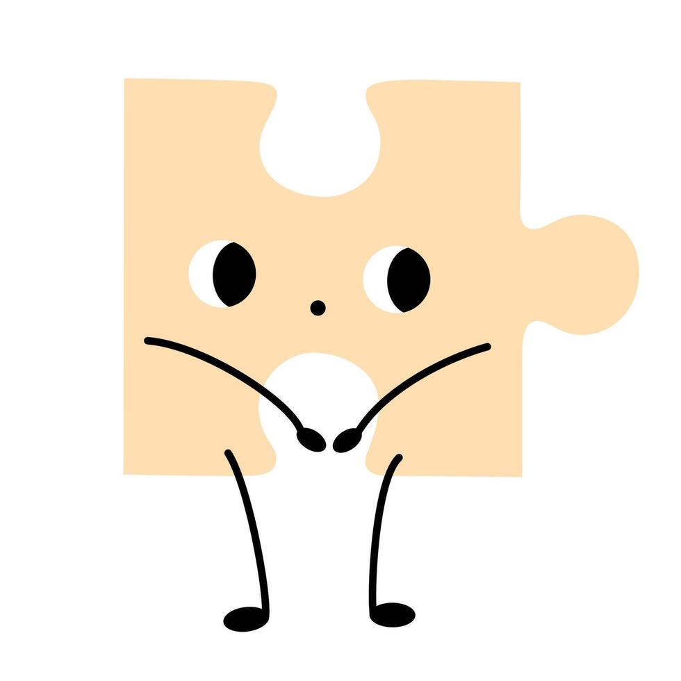 Puzzle with Face. Emotion. Colored character. Cartoon style. Flat design. Hand drawn trendy illustration isolated on white background vector