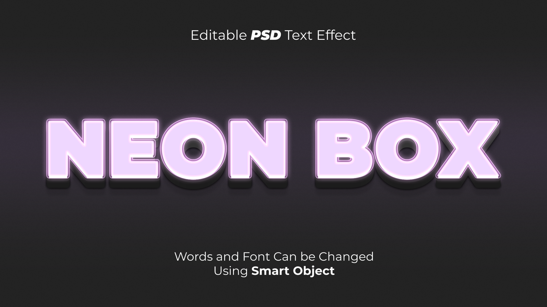 3D Editable Glowing Neon Box Text Effect psd