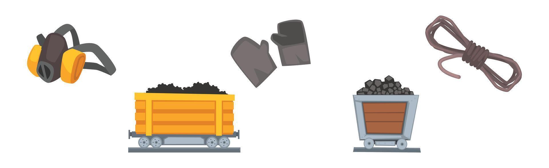 Mining Industry Tool and Extracting Equipment Set vector
