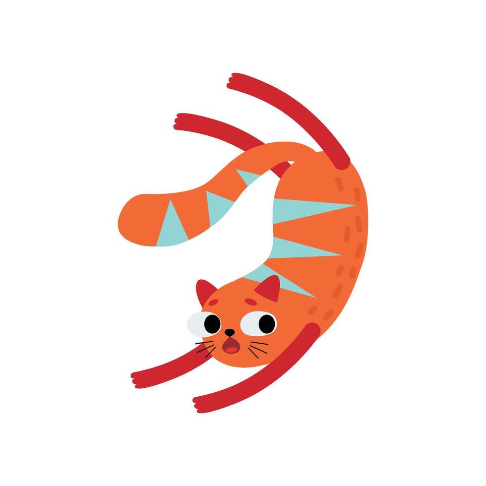 Funny Red Cat, Cute Animal Pet Character Illustration vector