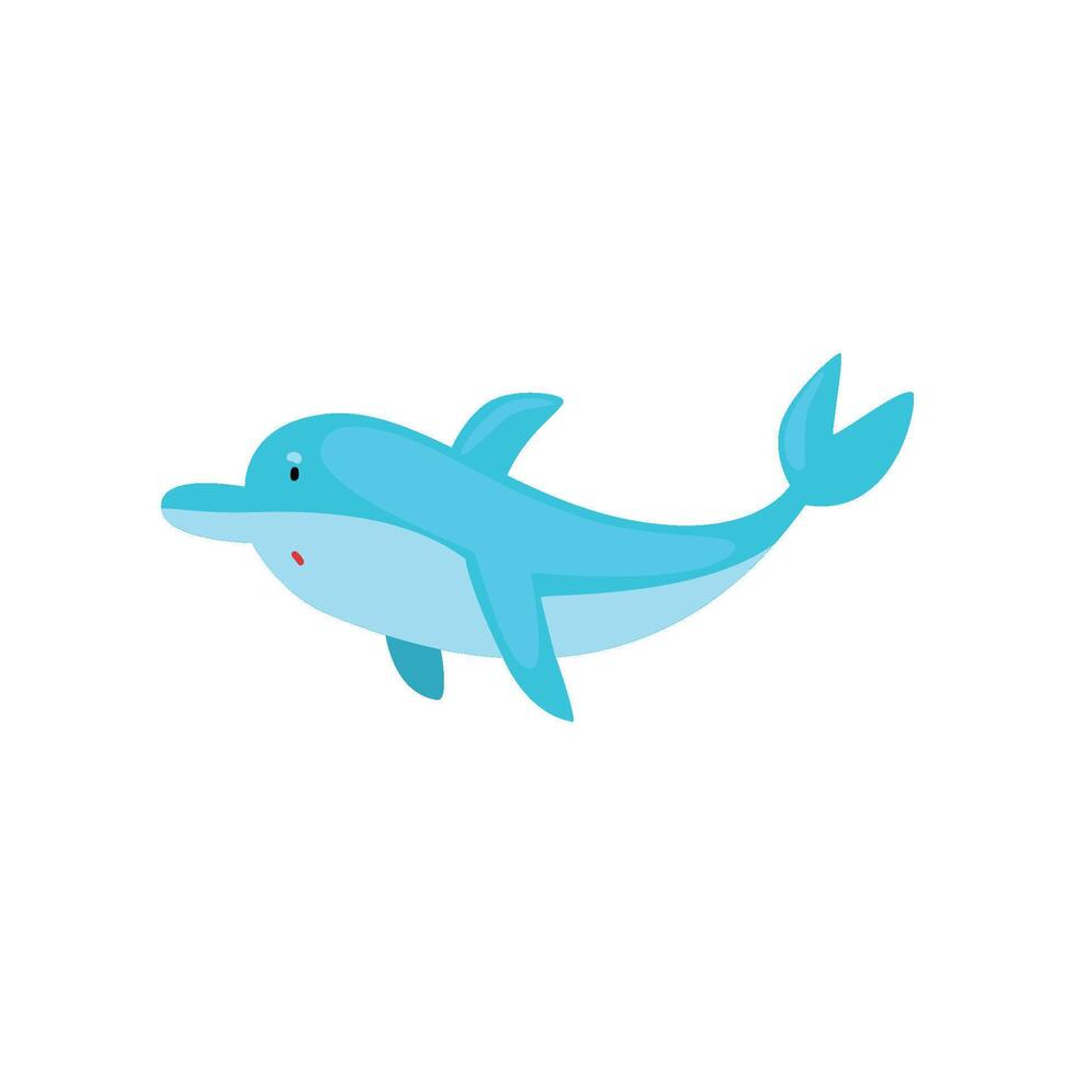 Cute Dolphin Cartoon Sea Animal Character Swimming Illustration vector