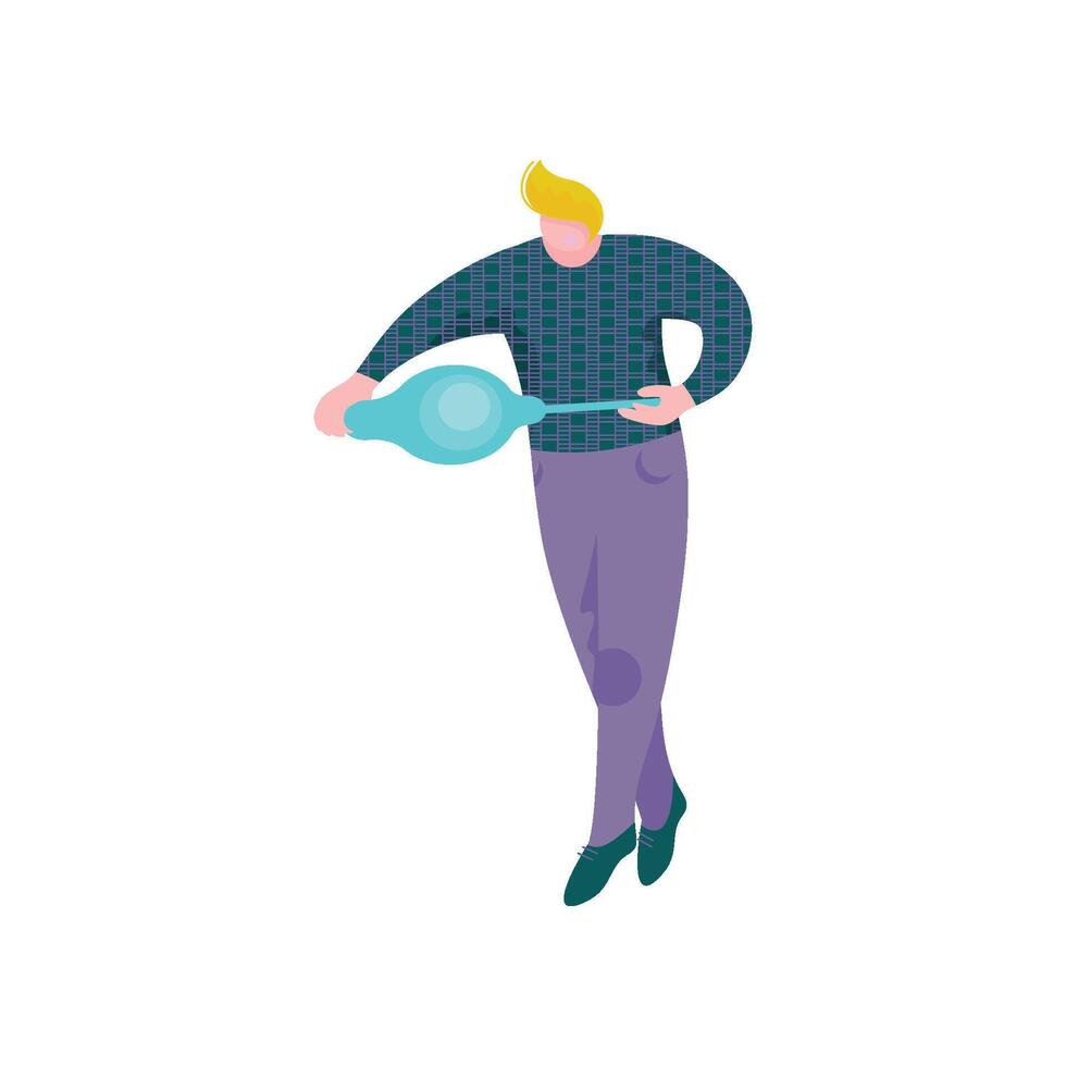 Male Glassblower Character, Man Making Glass Vessel, Hobby or Profession Illustration vector