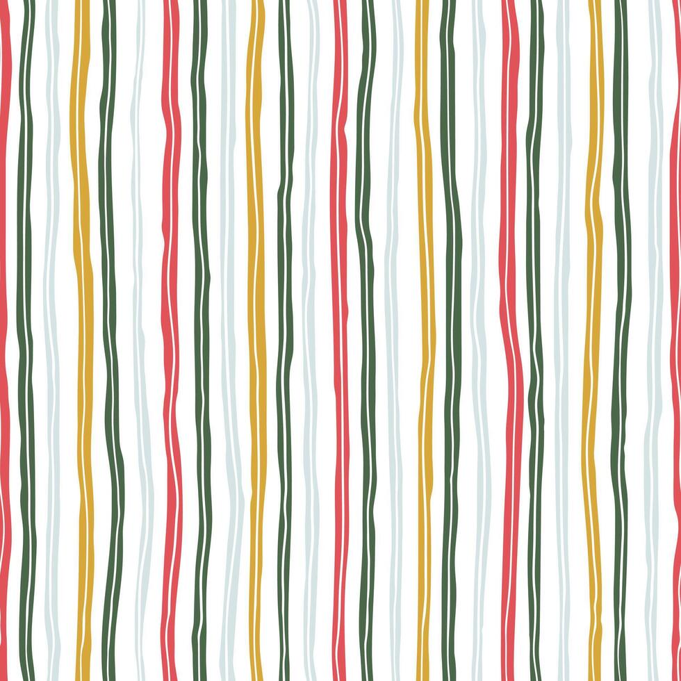 Abstract seamless multi color stripes pattern. Hand drawn vertical lines on white background vector