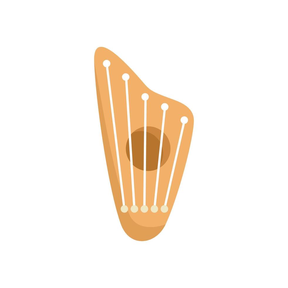 Harp shaped gusli playing russian folk music icon vector