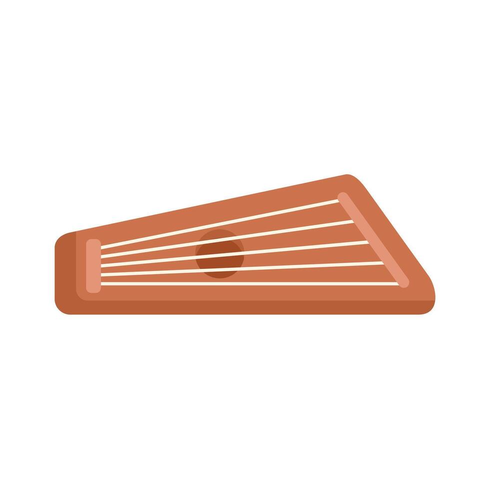 Wooden gusli zither musical instrument lying horizontally vector