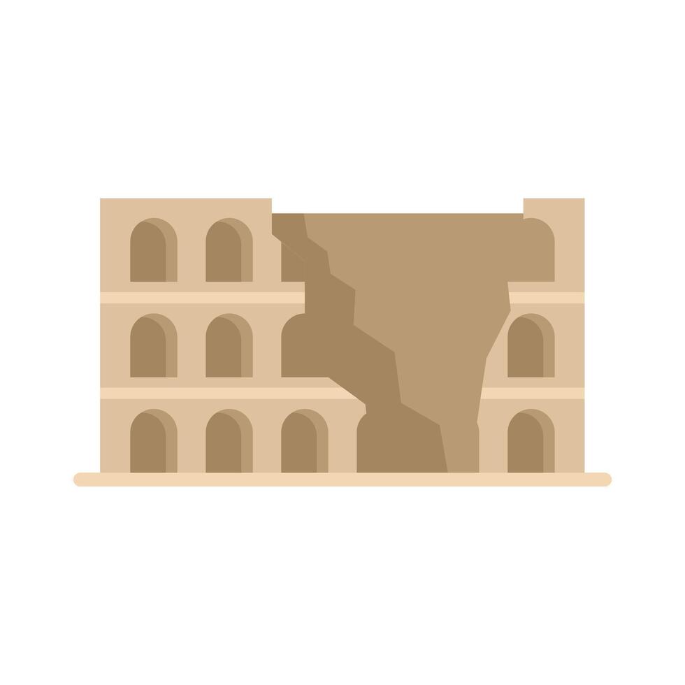 The colosseum building facade showing crumbling decaying ruin vector
