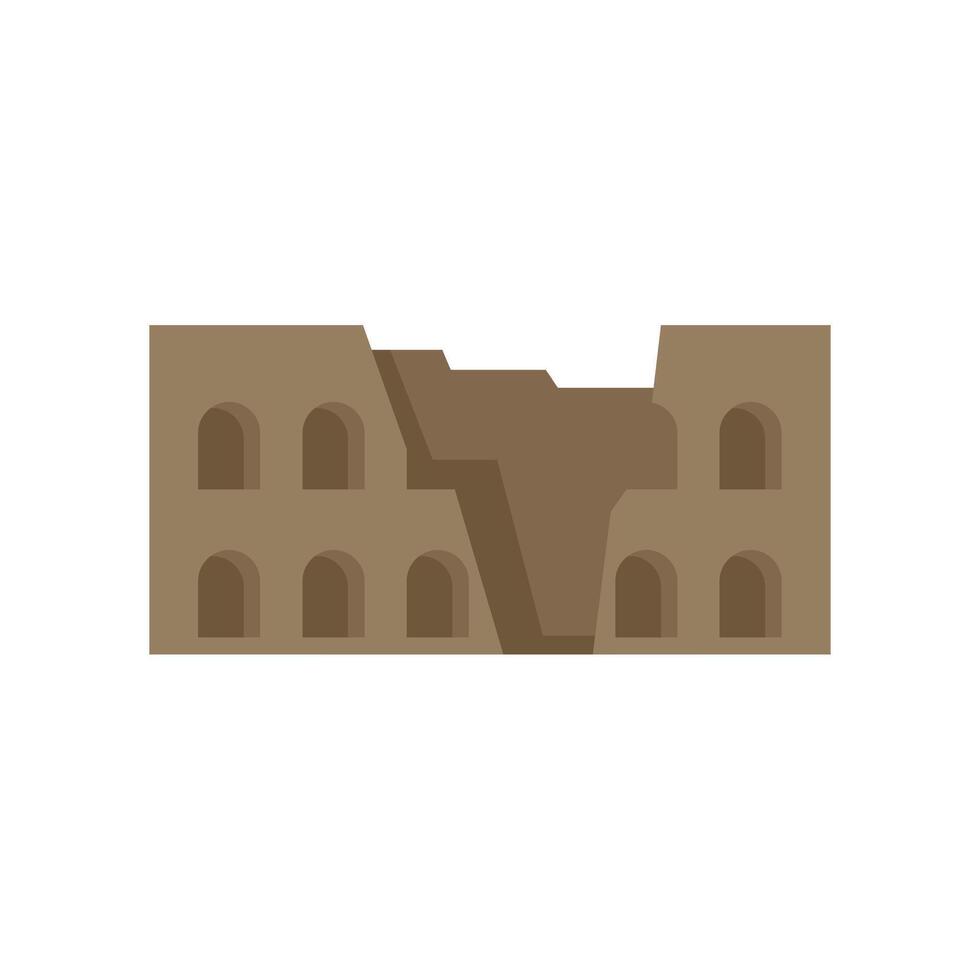 Ancient ruins of the colosseum building representing history and architecture vector