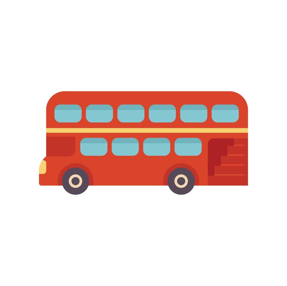 Red double decker bus driving through london england vector