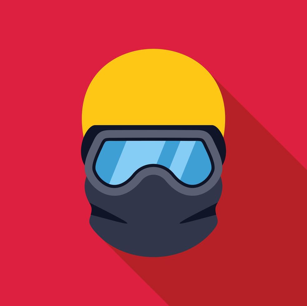 Paintball player wearing protective mask and helmet vector