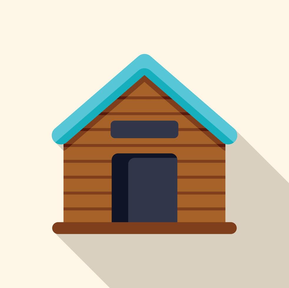 Wooden doghouse with light blue roof providing shelter and comfort vector