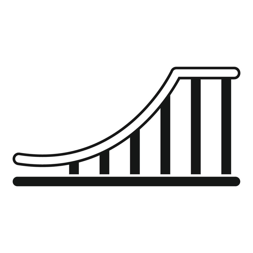 Waterslide with supporting structure standing on a platform, simple black and white icon vector