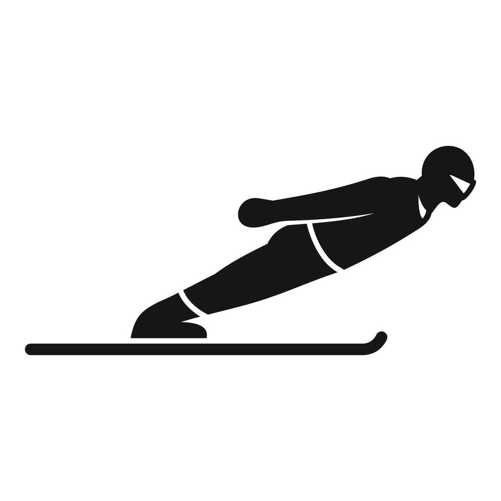 Professional ski jumper performing a jump with skis and helmet vector