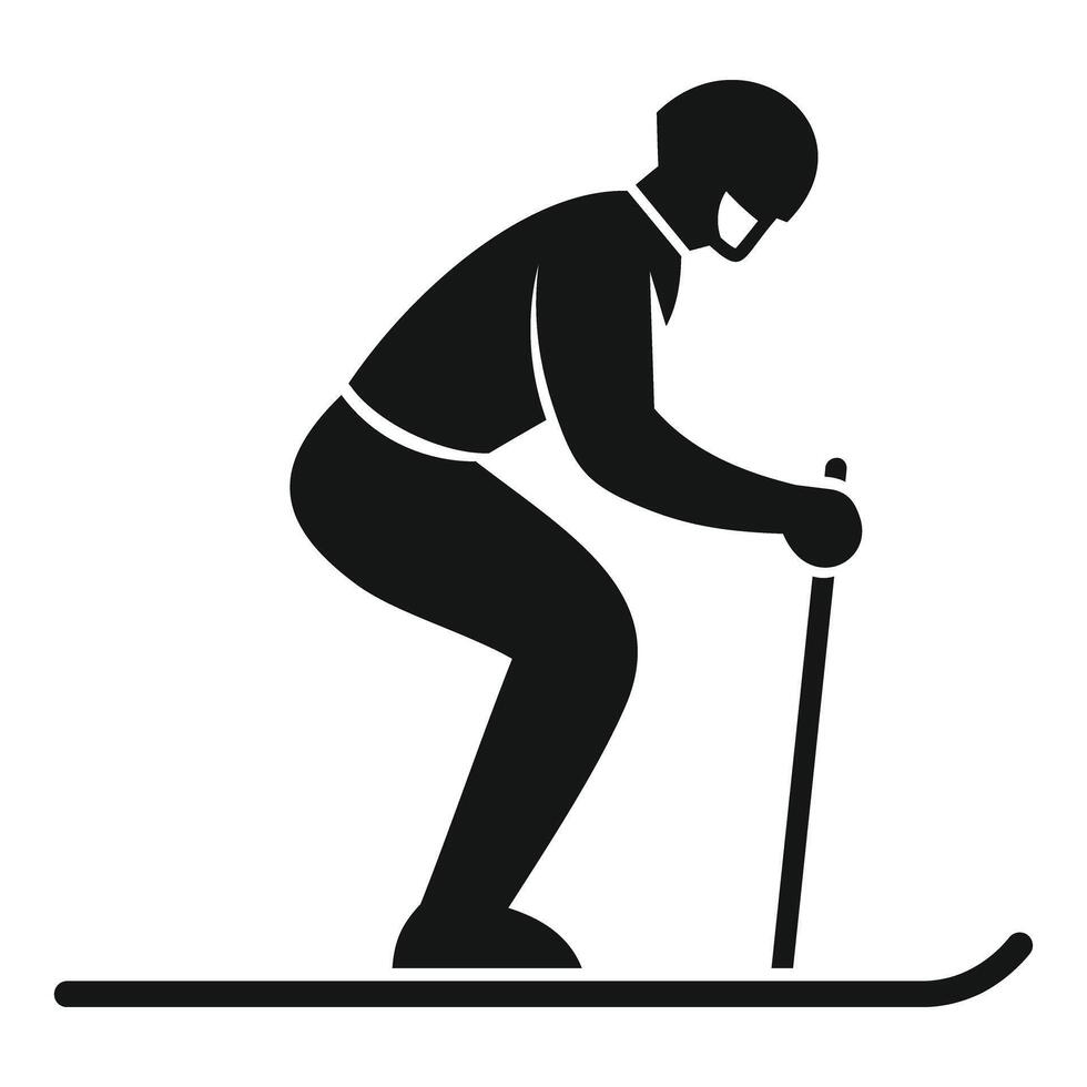 Professional skier performing downhill skiing in mountains vector