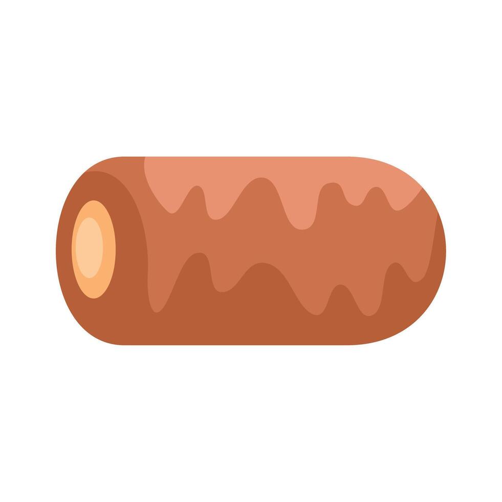 Sweet roll cake covered in drizzling glaze on white background vector