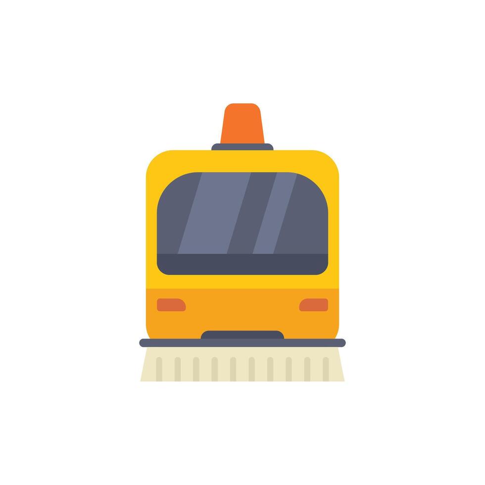 Street cleaning machine cleaning the road with rotating brushes vector