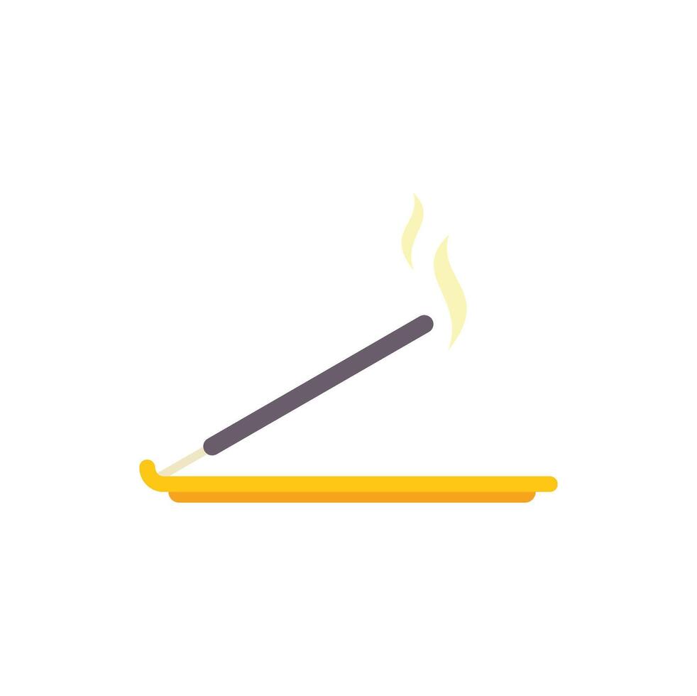 Incense stick burning with smoke on yellow incense holder vector