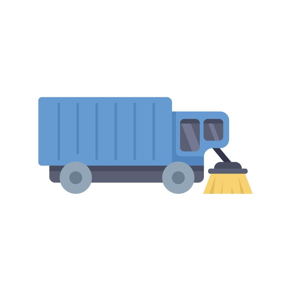 Street sweeper truck cleaning roadside with brush using modern technology vector