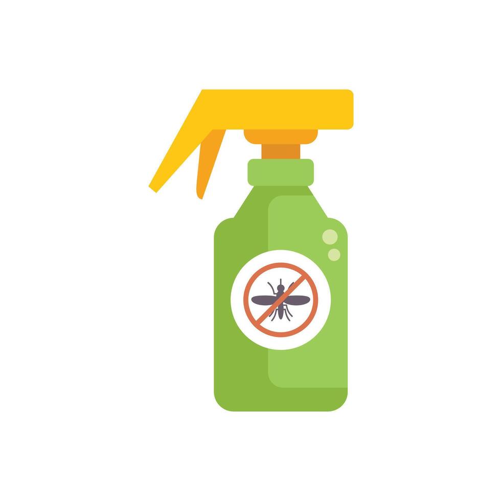 Green spray bottle protecting from mosquitoes with stop sign icon vector