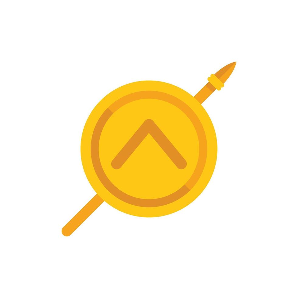 Golden spartan shield and spear pointing upwards representing courage and strength vector