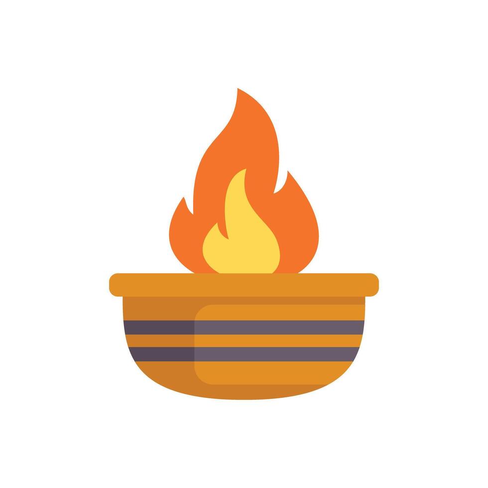 Burning fire in a clay pot for religious ceremony vector