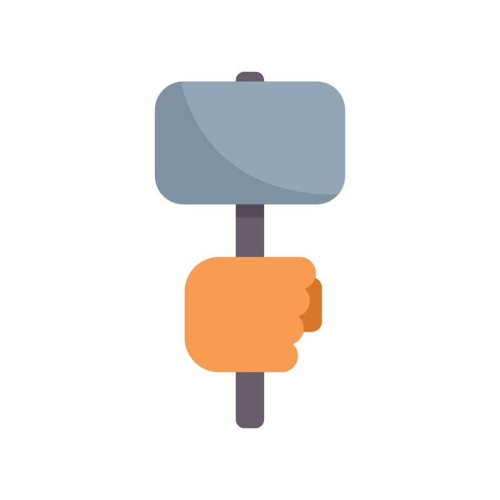 Construction worker holding a sledgehammer flat icon design illustration on white background vector