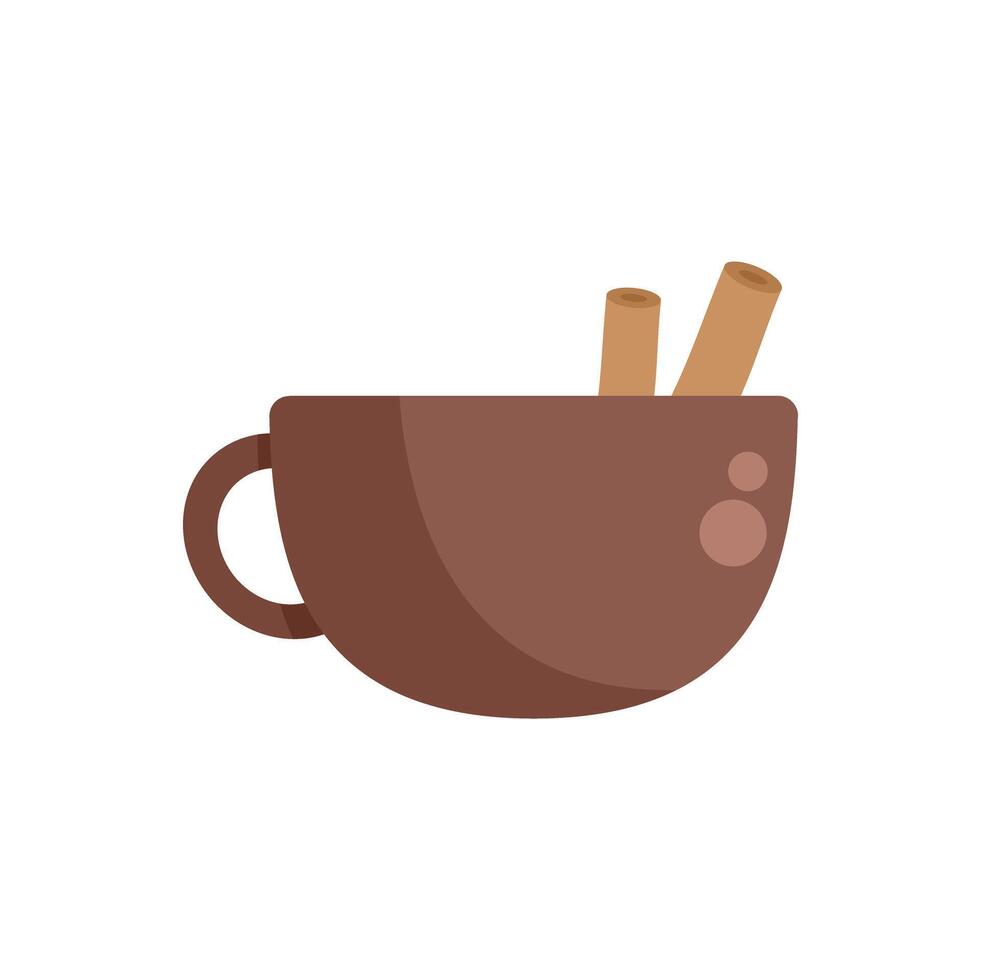 Brown cup holding cinnamon sticks illustration vector