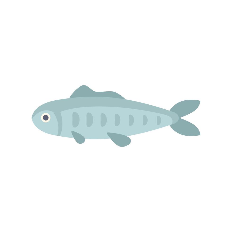 Small blue fish swimming with fins outstretched icon vector