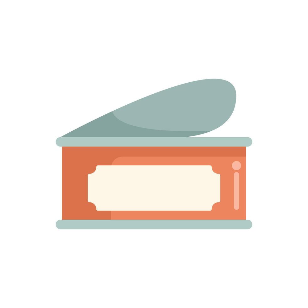 Open tin can with key using blank label for branding vector