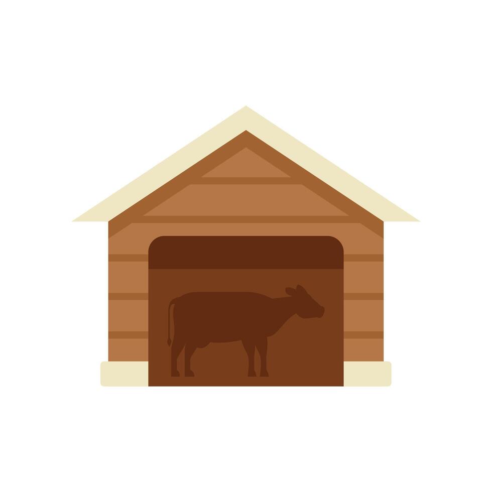 Cow silhouette standing in wooden barn building farm animal illustration vector