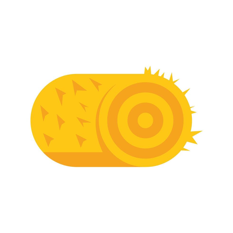 Round hay bale sitting in farm field vector illustration