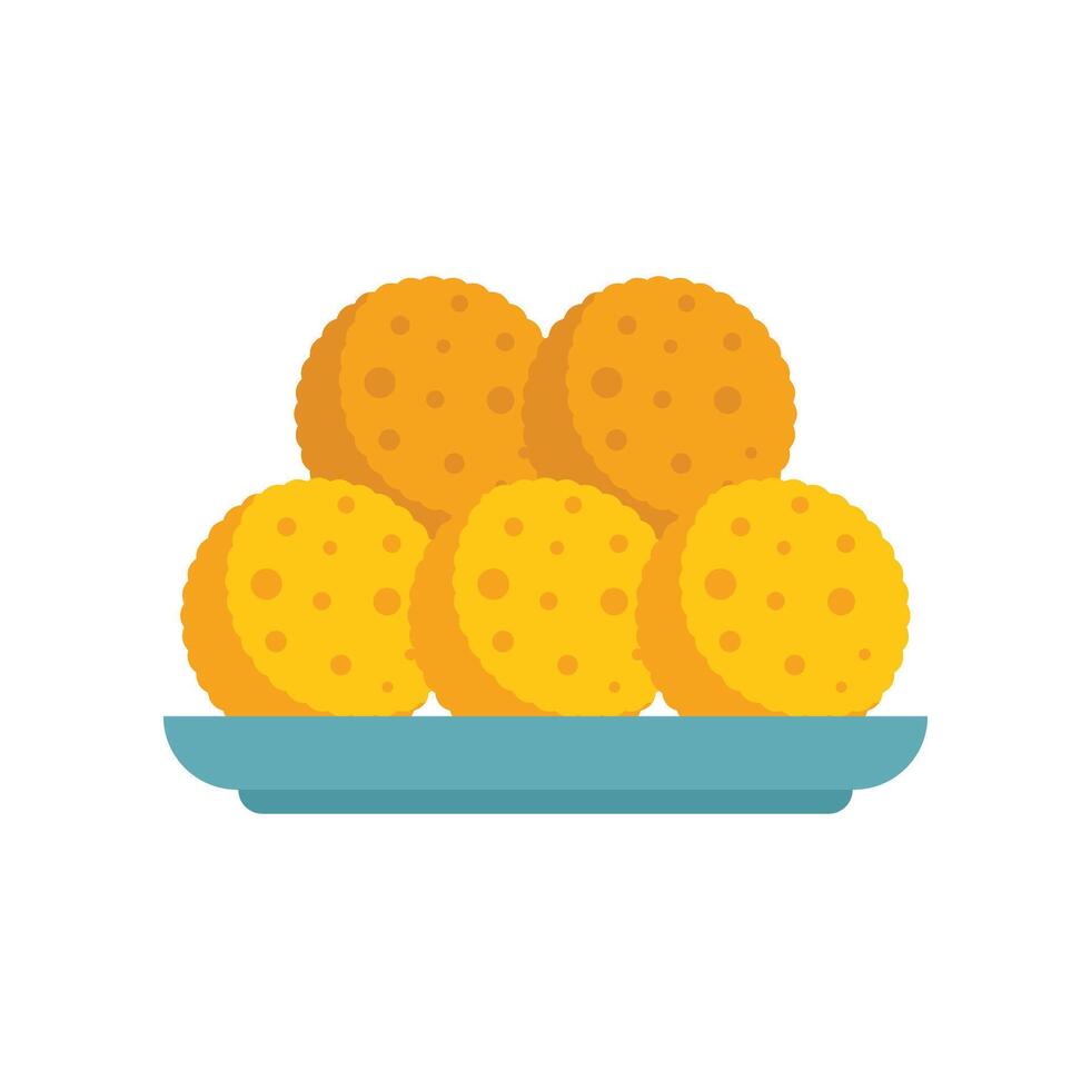 Plate full of freshly baked cookies is waiting on the table vector