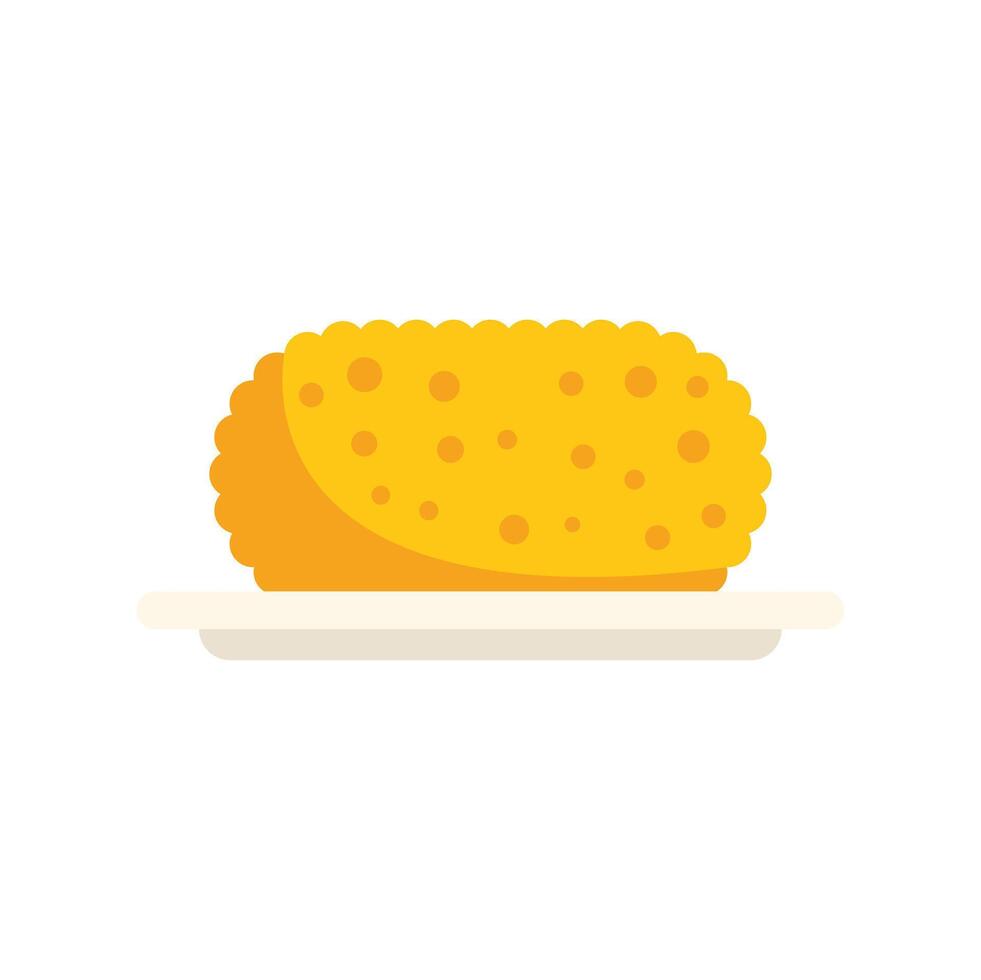 Freshly baked bread loaf resting on a plate vector