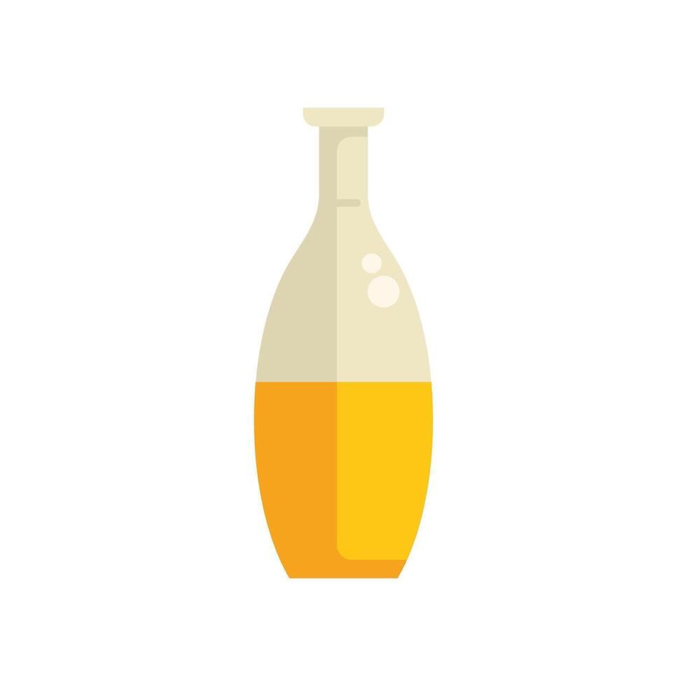 Glass bottle containing orange liquid icon illustration with flat design style vector