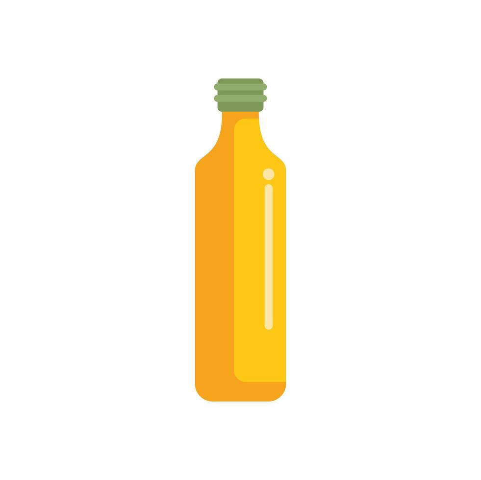 Yellow glass bottle with green cap containing liquid substance vector