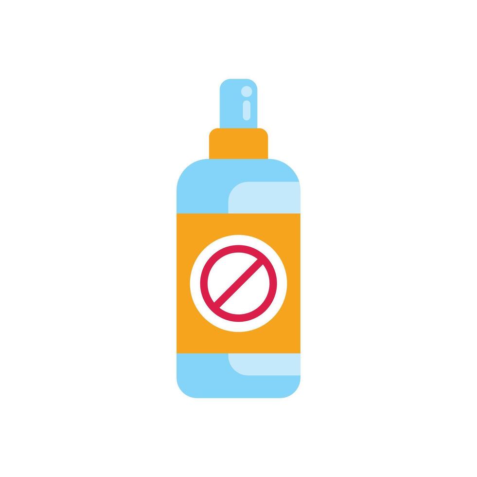 Blue spray bottle with prohibition sign warning of toxic content vector