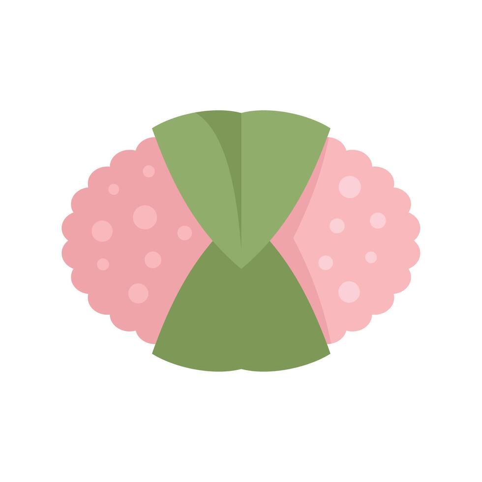 Sakura mochi rice cake wrapped in pickled cherry leaf for spring celebration vector