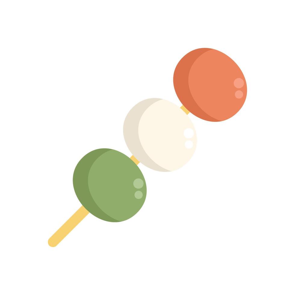 Japanese traditional dessert dango showing three rice dumplings on a stick vector