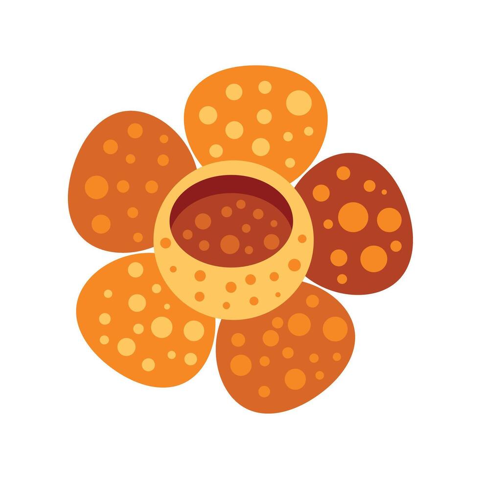 Rafflesia flower blooming in five orange petals vector